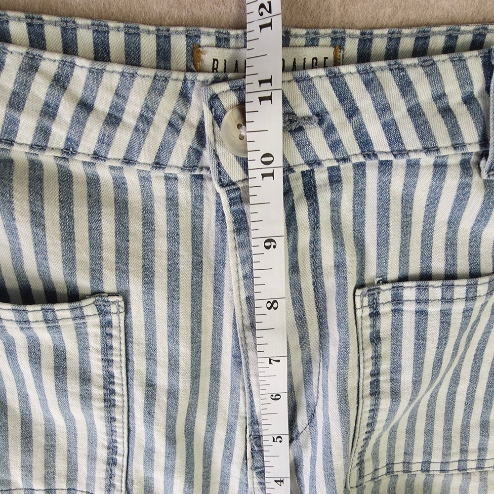 Blank Paige Super Flare Striped Jeans Sz M Denim Bell Bottoms Hippie Festival - Picture 9 of 14